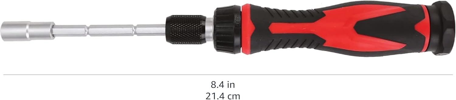 Amazon Basics Magnetic Ratcheting Wrench and Electronics Precision Screwdriver Tool Set, 73-Piece, with Carry Case for Household Repair, Small Jobs, Eyeglasses, Black/Red/Silver - Image 9