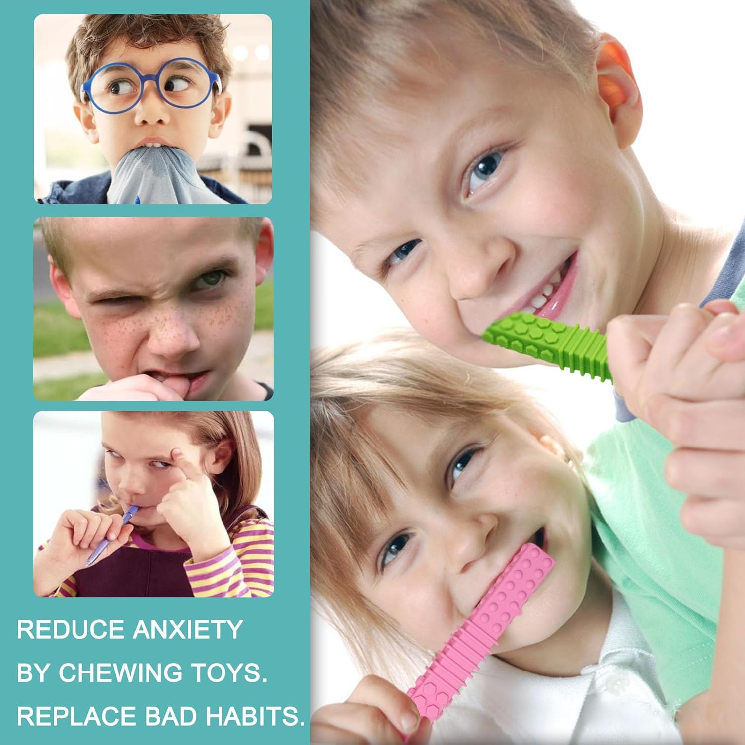 Sensory Chew Toys for Autistic Children, 4 Pack Silicone Chew Tube Teething Sticks Toys for Autism, ADHD, SPD, Chewies with Special Needs, Oral Motor Chewy Tool for Sensory Kids Chewer - Image 6