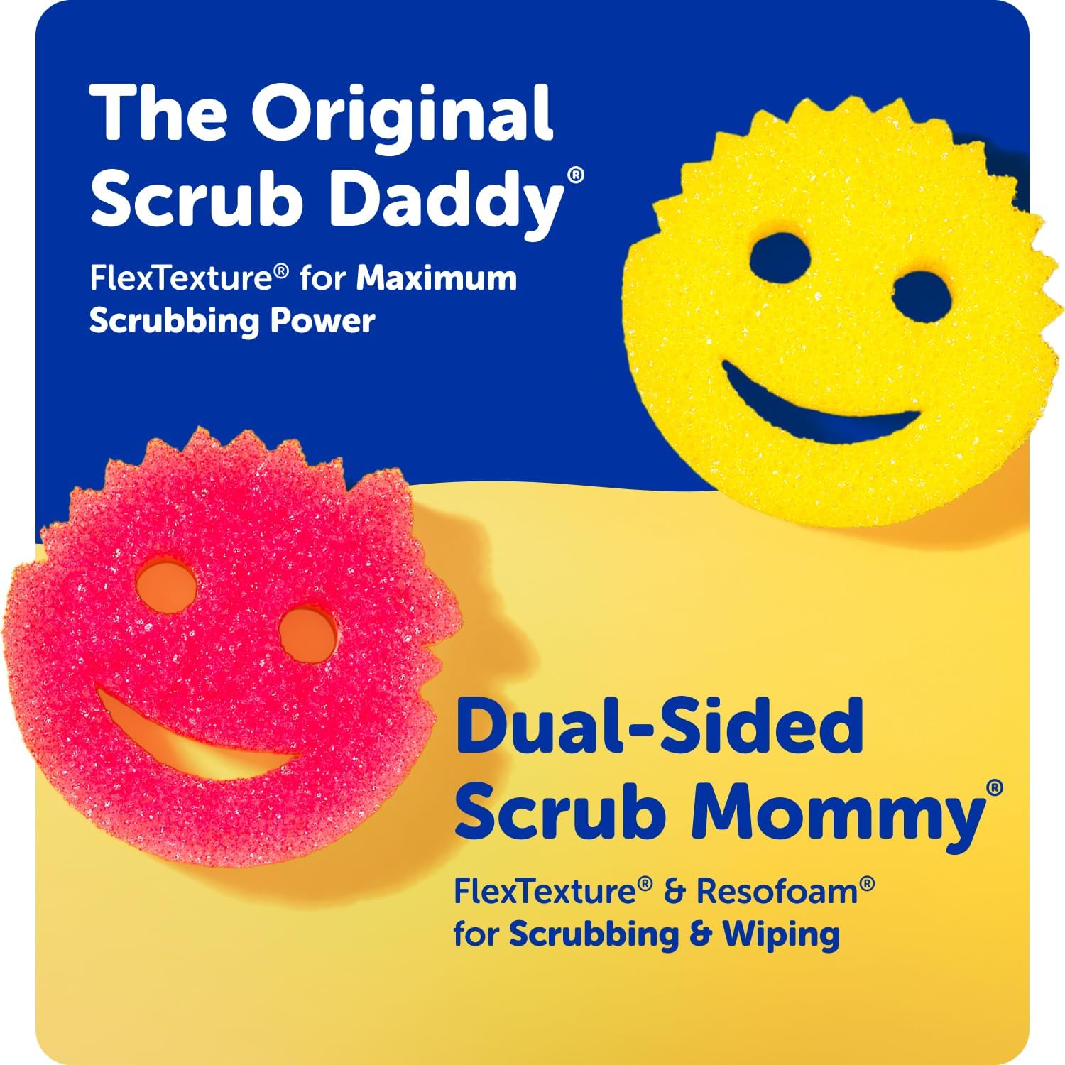 Scrub Daddy Scrub Mommy Sponges - Dish Scrubber + Non-Scratch Cleaning Sponges Kitchen, Bathroom + Multi-Surface Safe - Dual-Sided Dish Sponges for Scrubbing - Online Exclusive (3 Count) - Image 7
