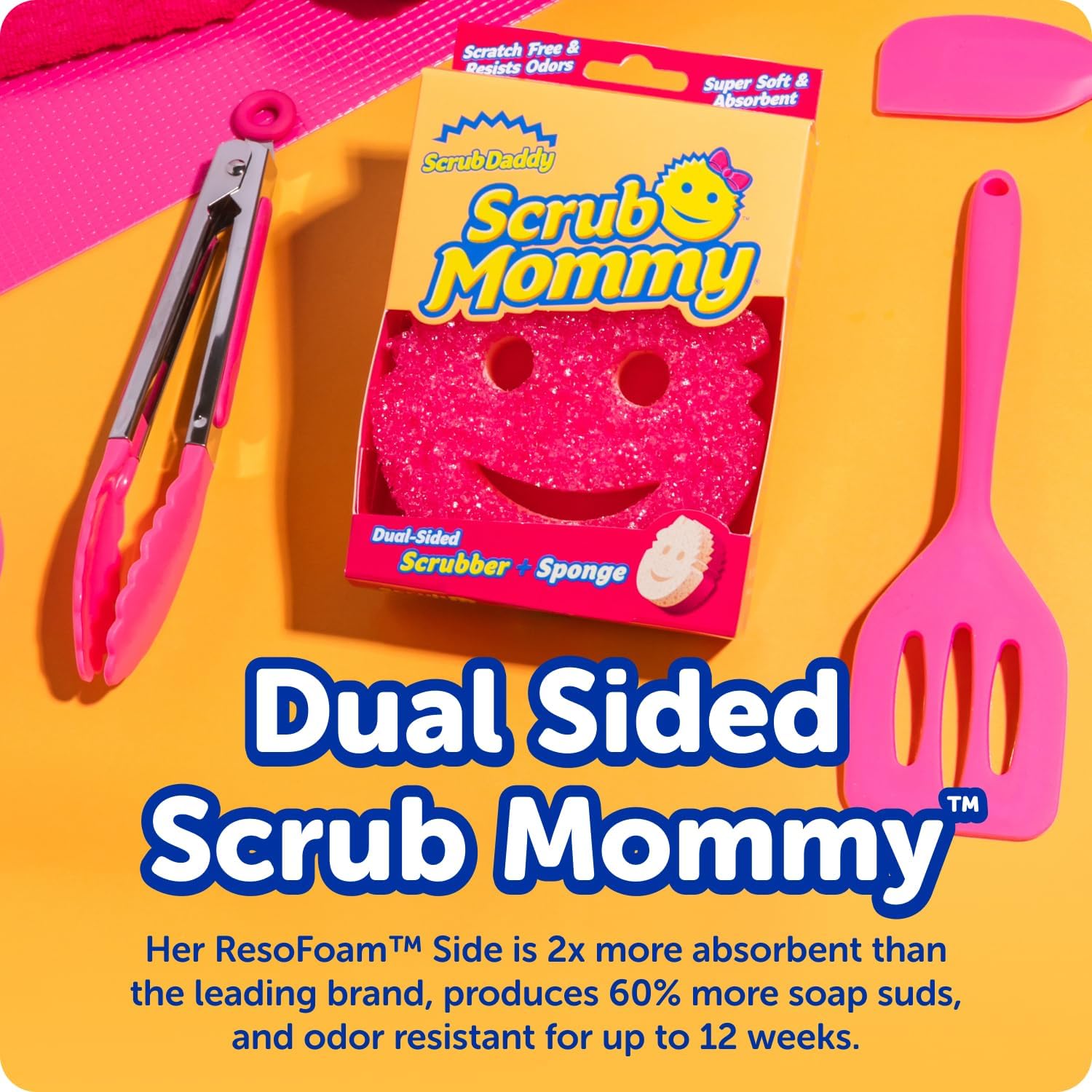 Scrub Daddy Scrub Mommy Sponges - Dish Scrubber + Non-Scratch Cleaning Sponges Kitchen, Bathroom + Multi-Surface Safe - Dual-Sided Dish Sponges for Scrubbing - Online Exclusive (3 Count) - Image 2