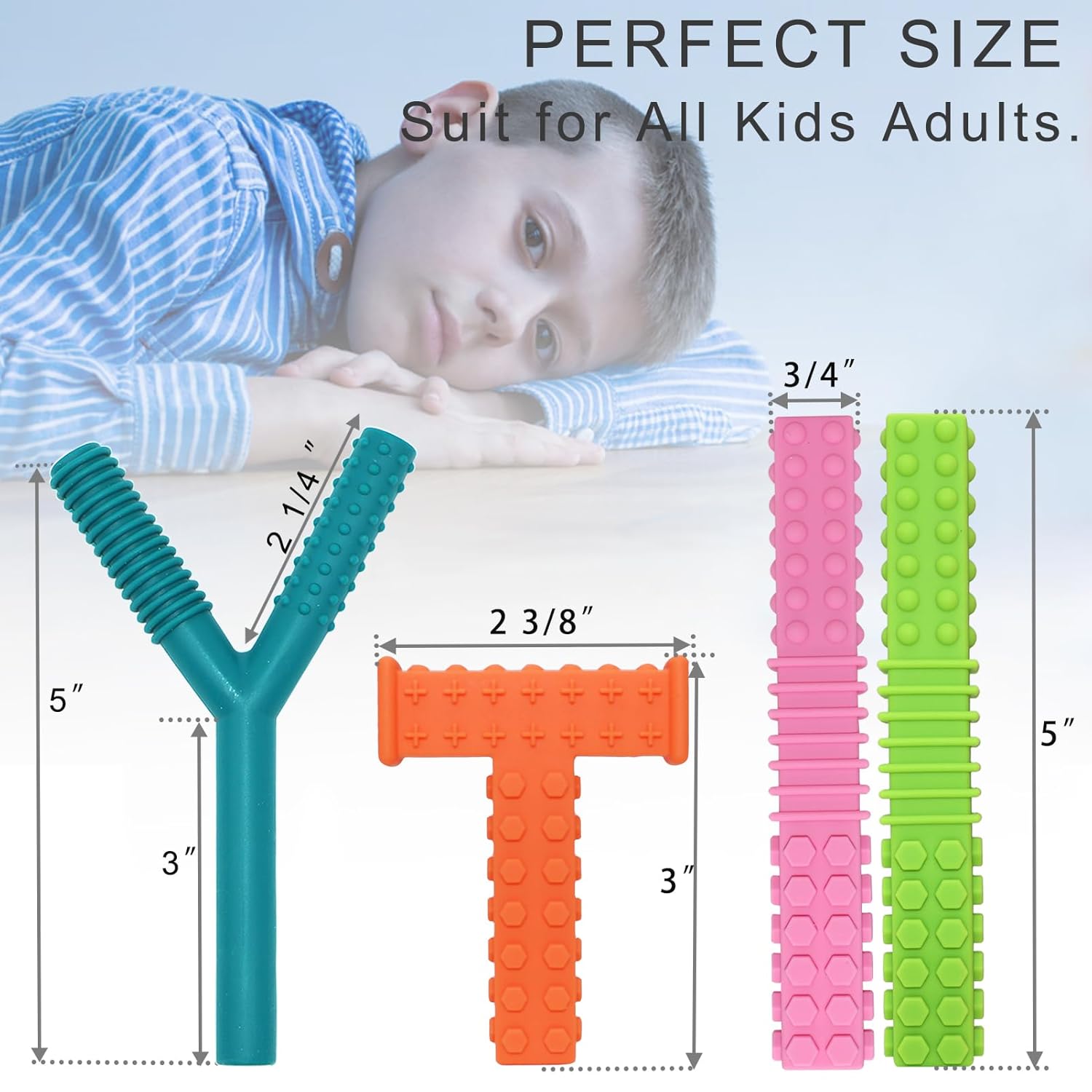 Sensory Chew Toys for Autistic Children, 4 Pack Silicone Chew Tube Teething Sticks Toys for Autism, ADHD, SPD, Chewies with Special Needs, Oral Motor Chewy Tool for Sensory Kids Chewer - Image 3