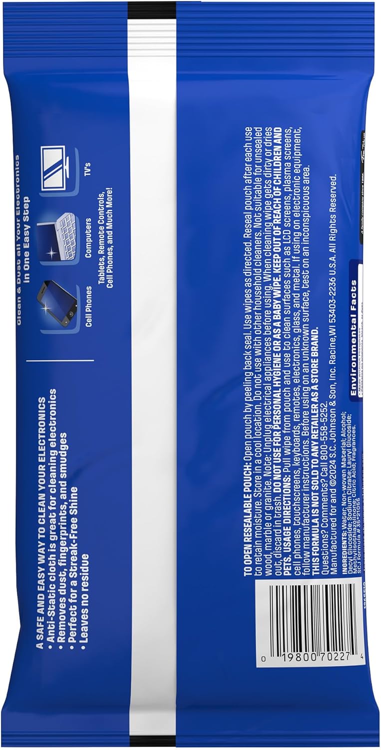 Windex Electronic Cleaning Wipes, Pre-Moistened Screen Wipes for TVs, Phones, and Other Electronics, Resealable for a Freshness Lock, 25 Count - Image 10