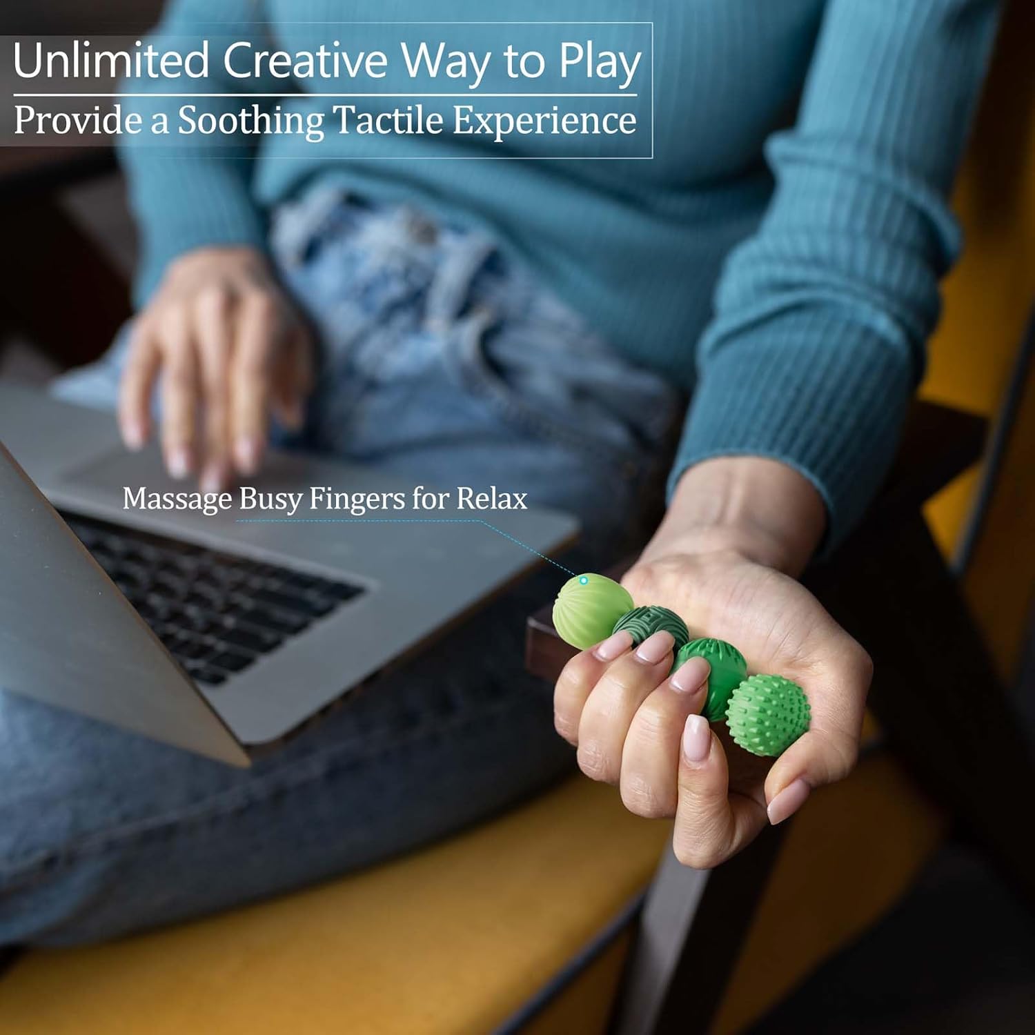 Silicone Magnetic Balls Fidget Toys for Adults & Teens,4PCS Stress Relief Sensory Toys for Autism ADHD Anxiety,Fun Textures Gadgets,Office Desk Toy,Stocking Stuffers for Women Men Teen Gift - Image 4