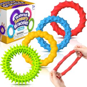 Sensory Fidget Toys for Kids Adults - 4 Pack Stretchy Fidget Toys Bracelet | Texture & Calming Autism Sensory Toys for Special Needs Autistic Children Classroom Fidgets| Easter Basket Stuffers