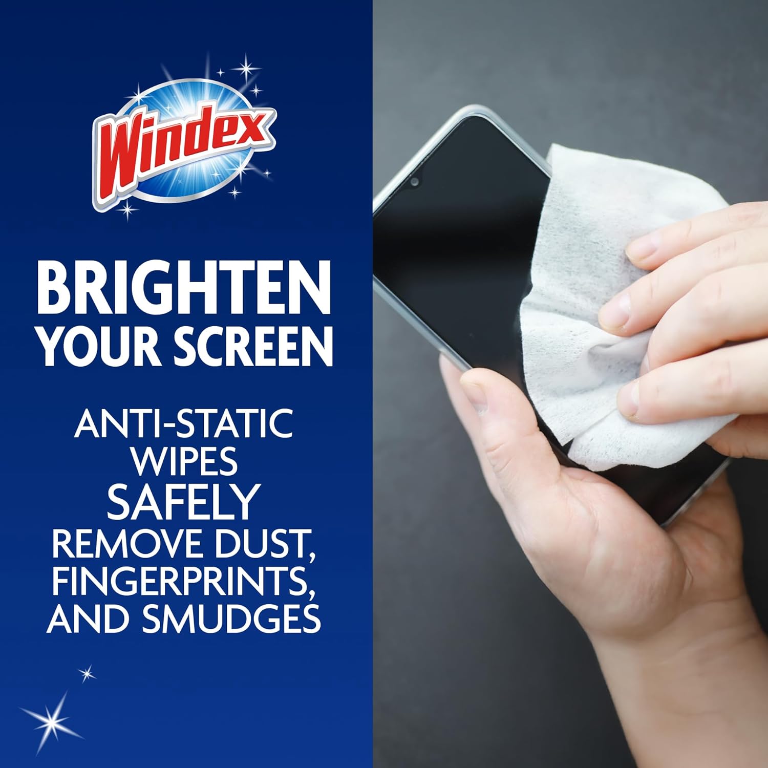 Windex Electronic Cleaning Wipes, Pre-Moistened Screen Wipes for TVs, Phones, and Other Electronics, Resealable for a Freshness Lock, 25 Count - Image 2