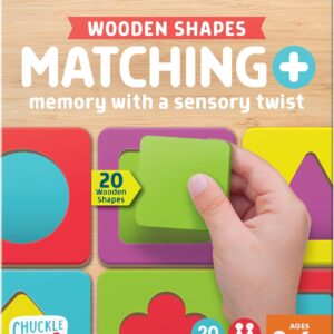 Chuckle & Roar Matching+ Wooden Sensory Shapes Memory Game for Kids Ages 3–6+ – Premium Wood Logic Puzzle & Shape Matching Game with Multiple Play Modes