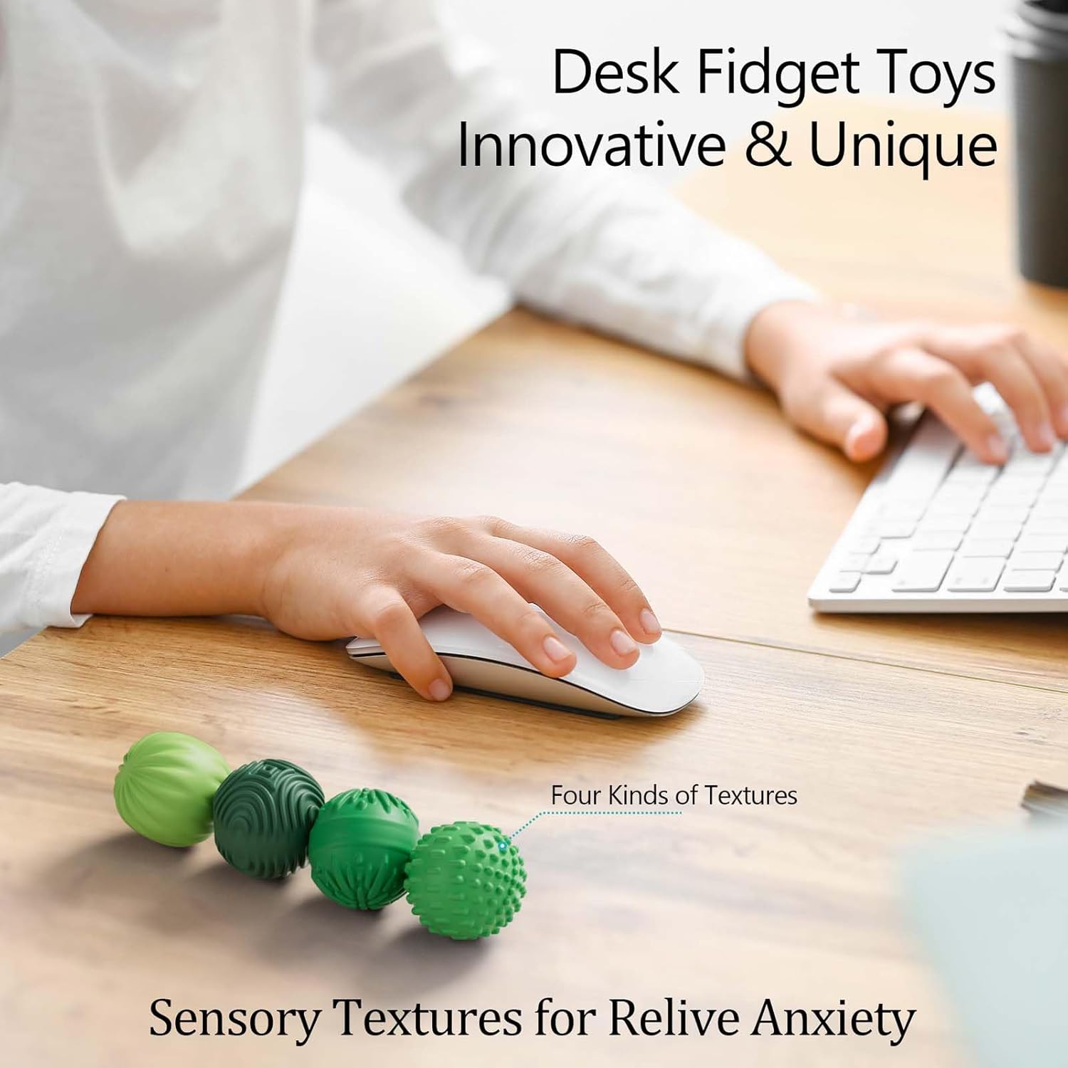 Silicone Magnetic Balls Fidget Toys for Adults & Teens,4PCS Stress Relief Sensory Toys for Autism ADHD Anxiety,Fun Textures Gadgets,Office Desk Toy,Stocking Stuffers for Women Men Teen Gift - Image 3