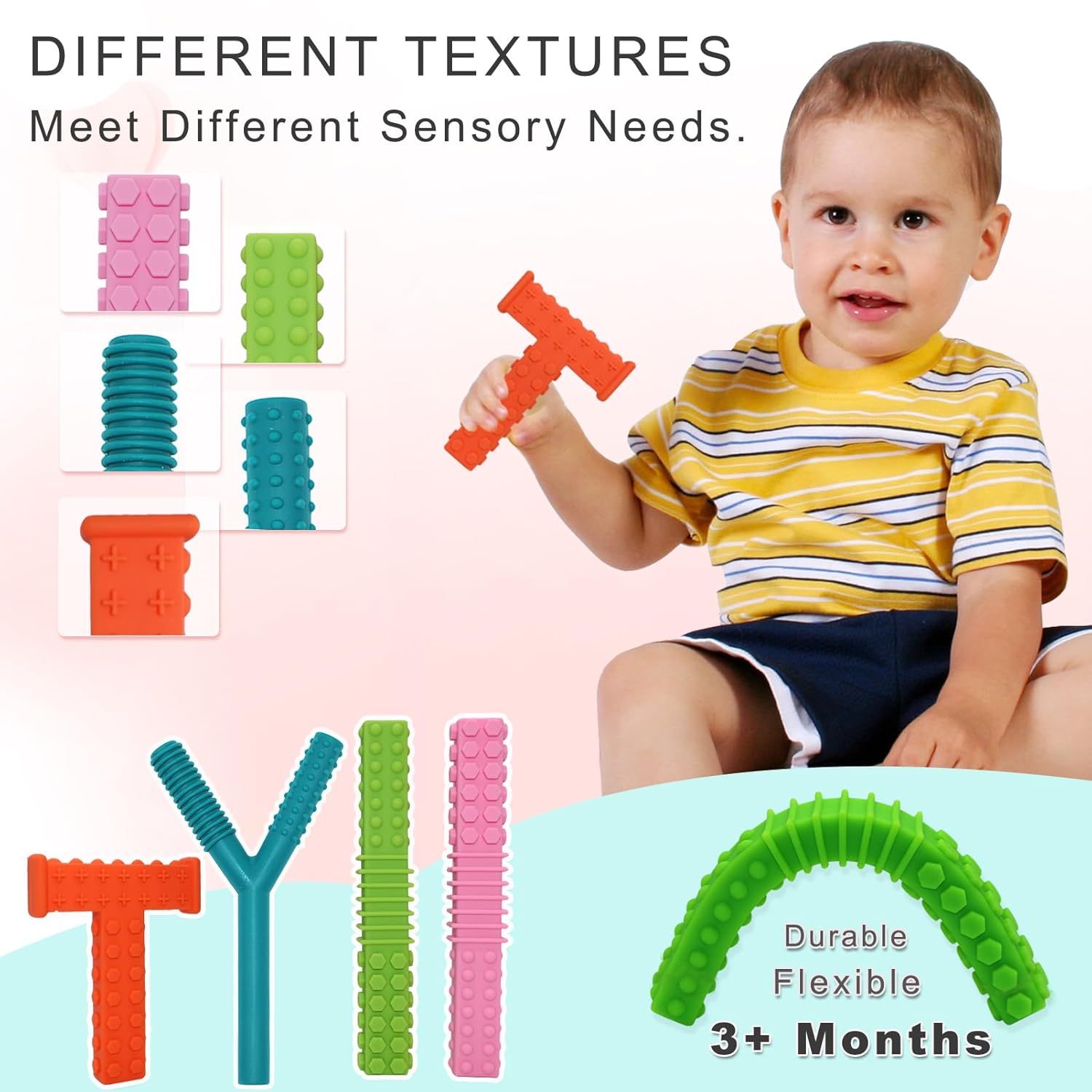 Sensory Chew Toys for Autistic Children, 4 Pack Silicone Chew Tube Teething Sticks Toys for Autism, ADHD, SPD, Chewies with Special Needs, Oral Motor Chewy Tool for Sensory Kids Chewer - Image 4