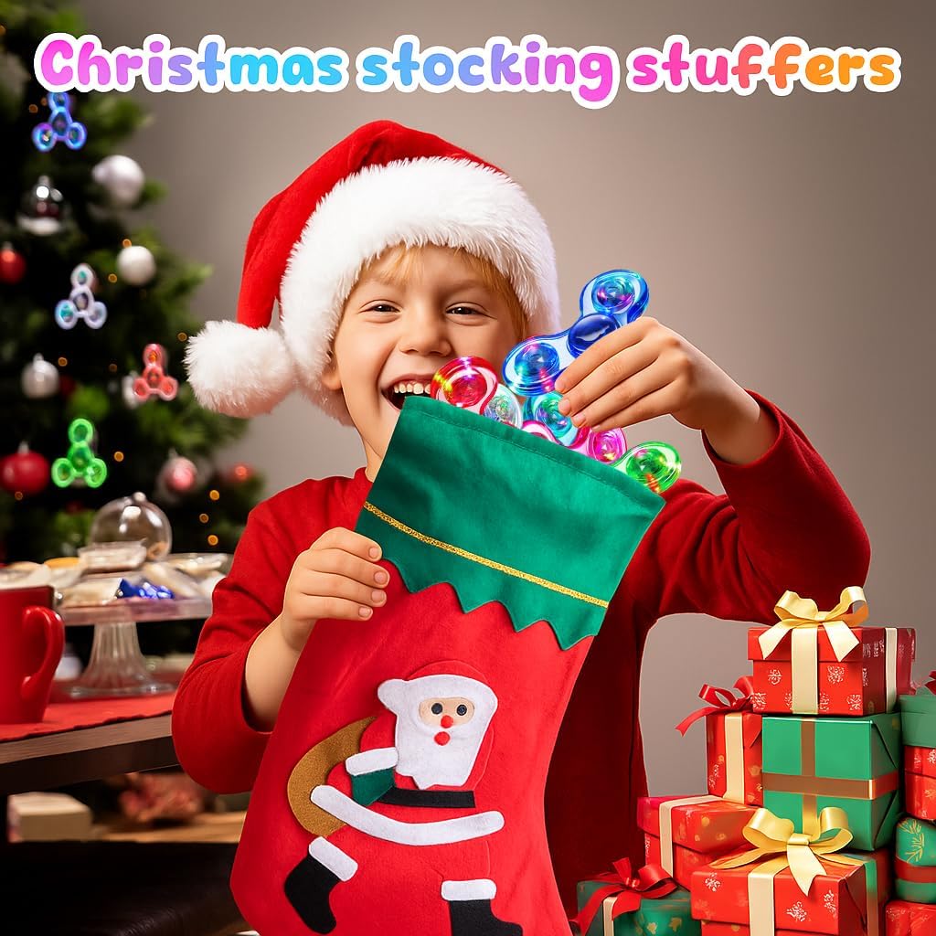 Fidget Spinner 2 Pack, Light up Sensory Fidget Toys Adults Kids 4-8-12 with Autism ADHD, Kids Easter Basket Stuffers Easter Egg Fillers Glow Anxiety Toys Stress Relief Teen Boy Gifts, Classroom Prizes - Image 6