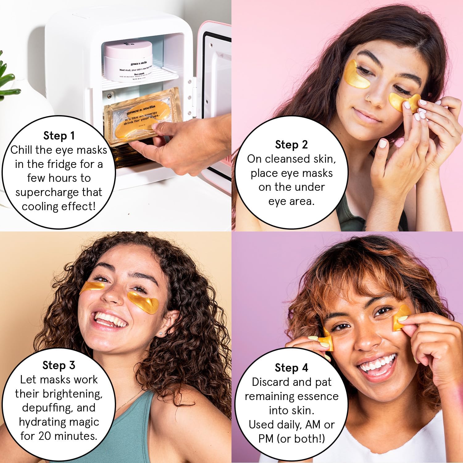 grace & stella Award Winning Under Eye Mask - Reduce Dark Circles, Puffy Eyes, Undereye Bags, Wrinkles - Gel Under Eye Patches - Small Birthday Gifts - Vegan Cruelty-Free (Pink, 6 Pairs) - Image 6