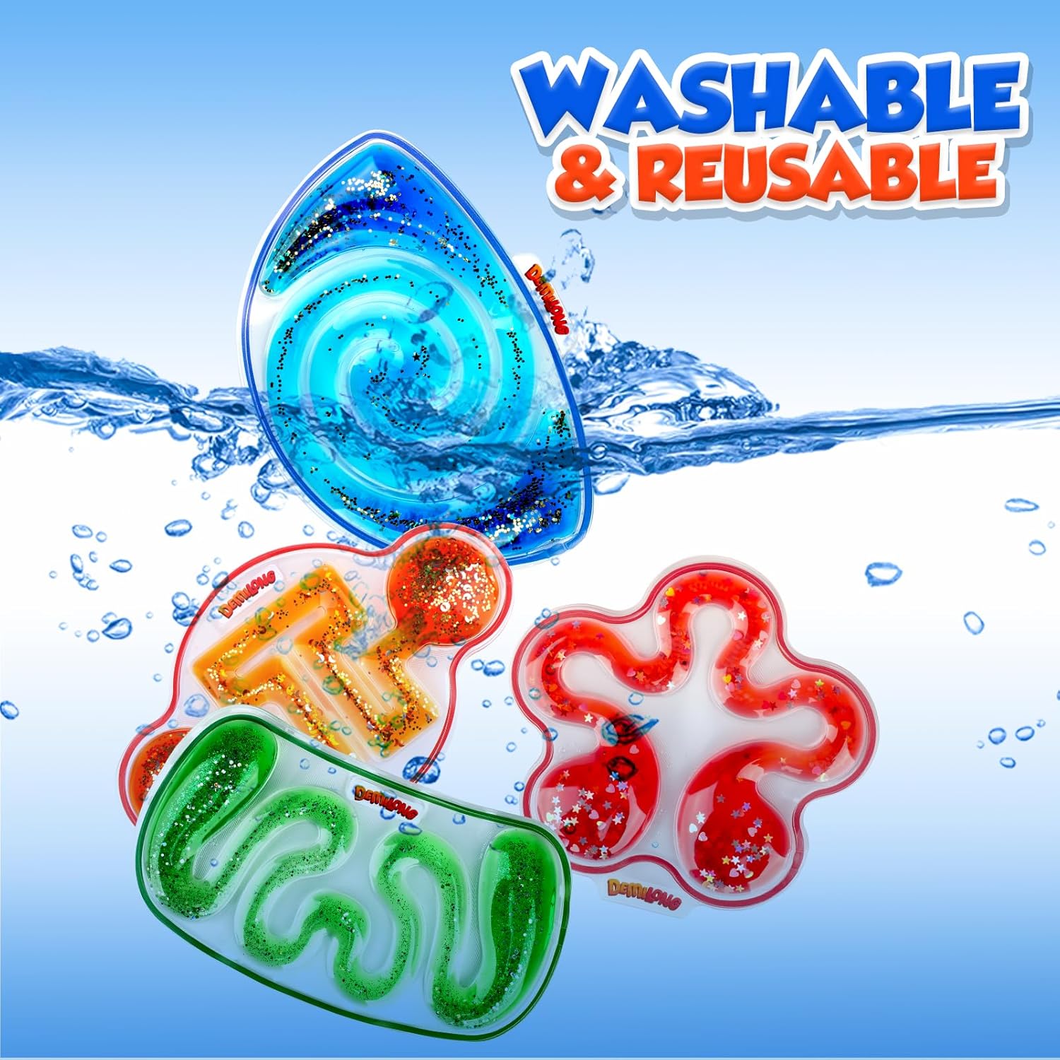 Squishy Sensory Toys for Kids - 4 Pack Fidget Toy Sensory Maze for Autism - Stress Relief Toys for Calm Down - Squeeze Fidget Toy Filled Goo, Glitter, Prizes for Kids Classroom, Easter Basket for Kid - Image 8