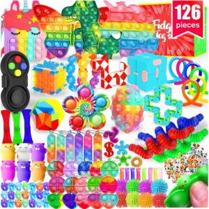 Fidget Toys, 126 Pack Party Favors for Kids 8-12 4-8, Sensory Toys Bulk Autism Autistic, Treasure Box Toys for Classroom, Stocking Stuffers, Goodie Bag Stuffers, Christmas Birthday Gifts Prizes