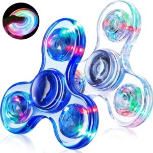 Fidget Spinner 2 Pack, Light up Sensory Fidget Toys Adults Kids 4-8-12 with Autism ADHD, Kids Easter Basket Stuffers Easter Egg Fillers Glow Anxiety Toys Stress Relief Teen Boy Gifts, Classroom Prizes