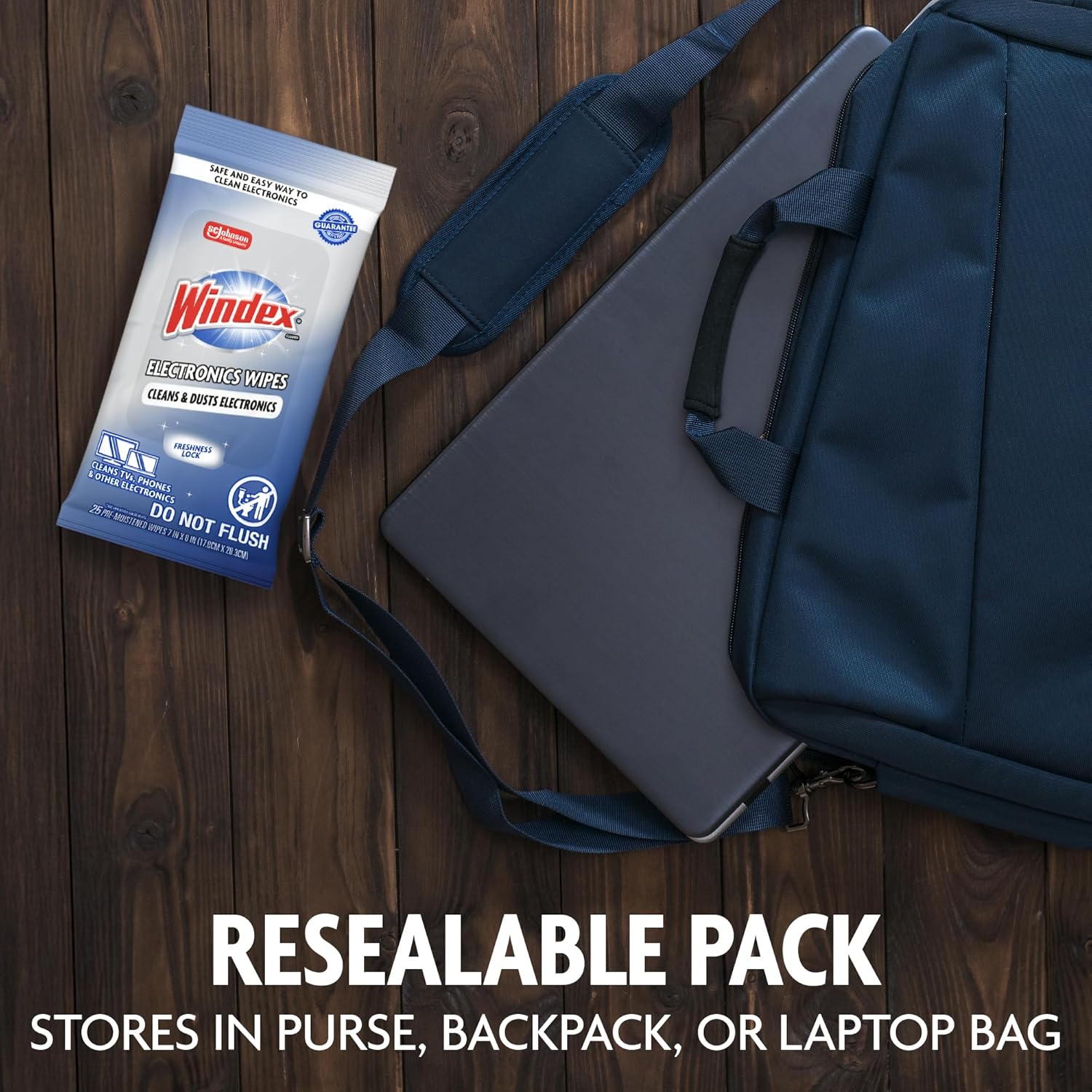 Windex Electronic Cleaning Wipes, Pre-Moistened Screen Wipes for TVs, Phones, and Other Electronics, Resealable for a Freshness Lock, 25 Count - Image 5